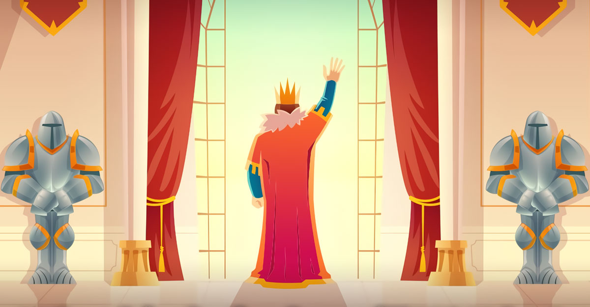 BitLife king waving to the crowd