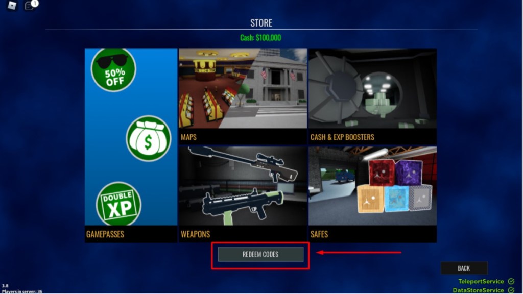 Roblox Notoriety Codec Redeem page store menu