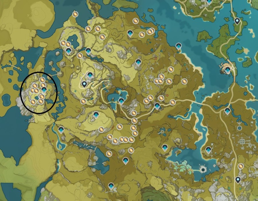 A screenshot of where to find Cor Lapis in Genshin Impact.