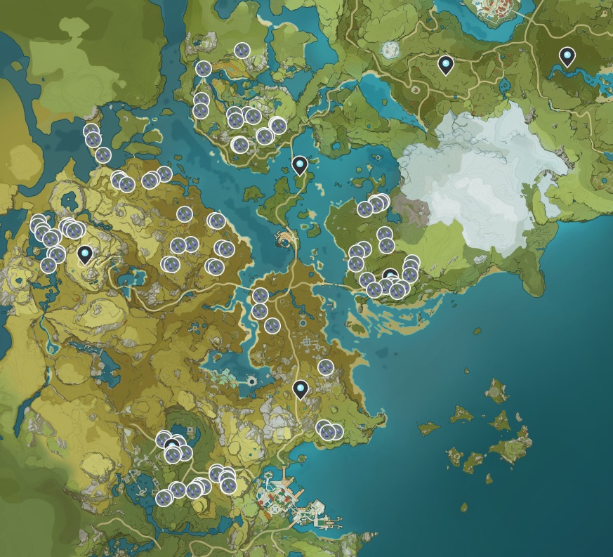 A screenshot of where to find Violetgrass in Genshin Impact.