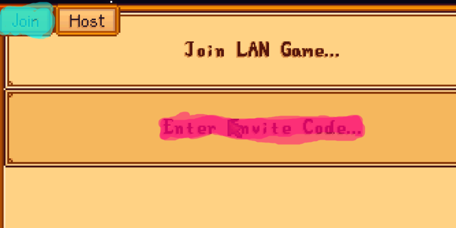 Stardew Valley highlighting Enter Invite code.