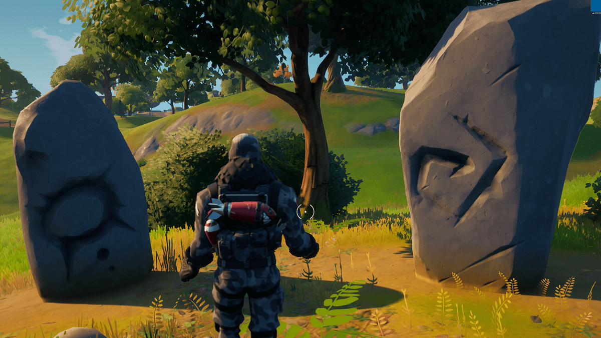 Fortnite guy emoting at Stone Statues in Fortnite