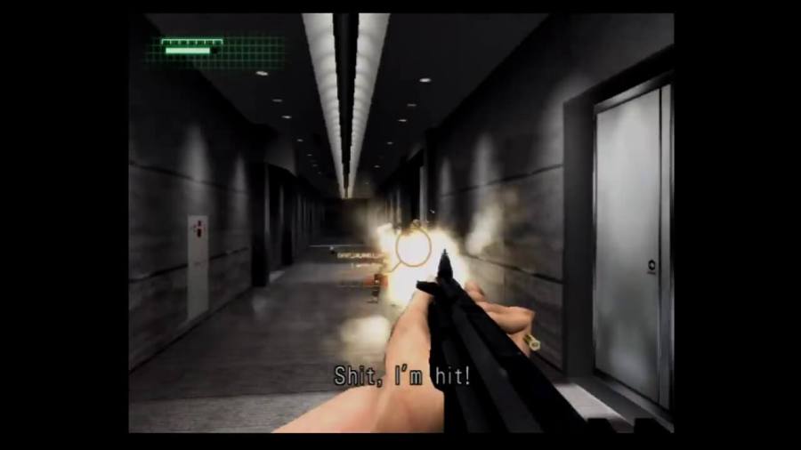 Main character from Breakdown firing his gun at an enemy