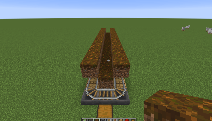 A screenshot of the placed podzol of the mushroom farm.