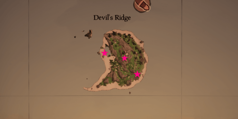 An overhead view of all the medallion locations on Devil's Ridge.