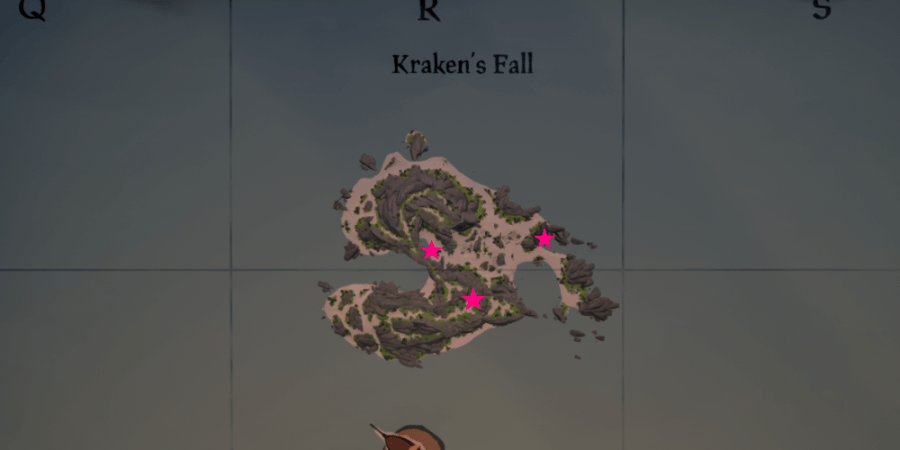 An overhead view of all the medallions locations on Krakens Fall.