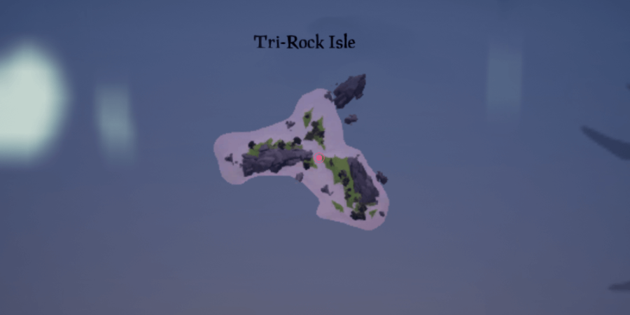 The artifact location on Tri-rock isle.