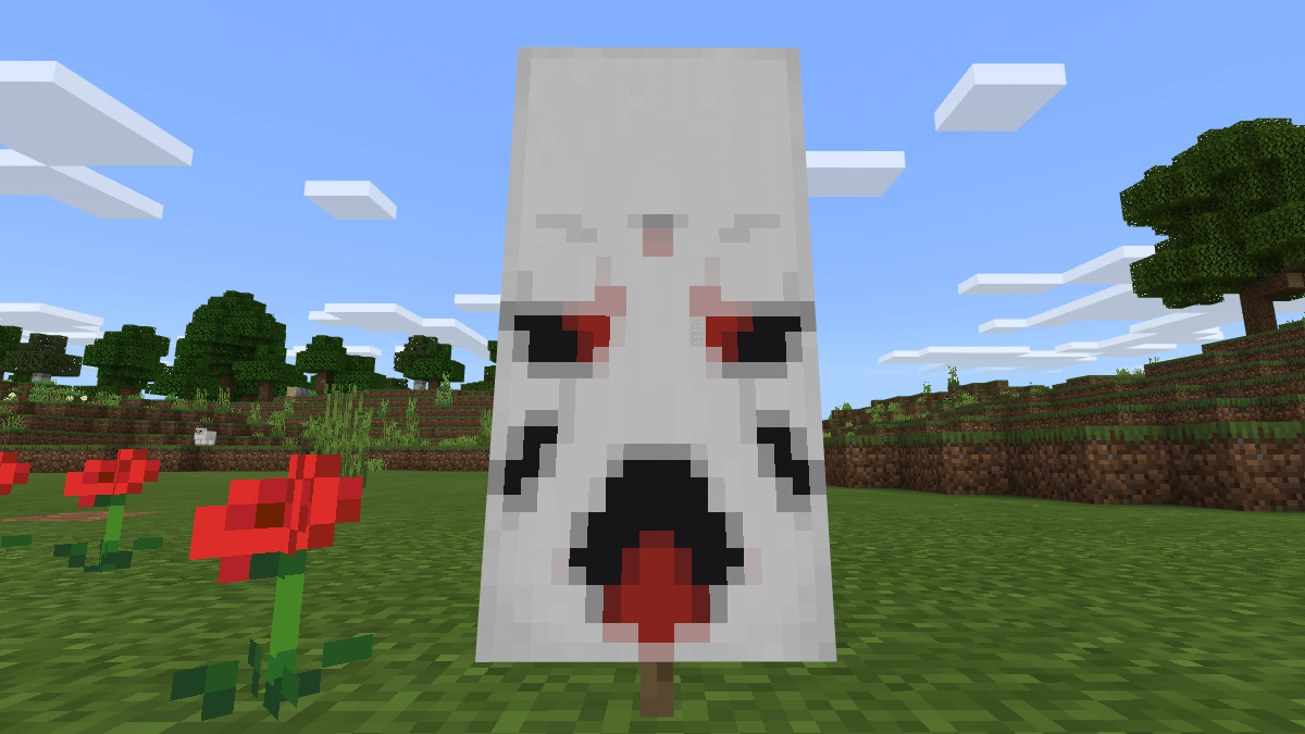 A Ghast banner design in Minecraft.