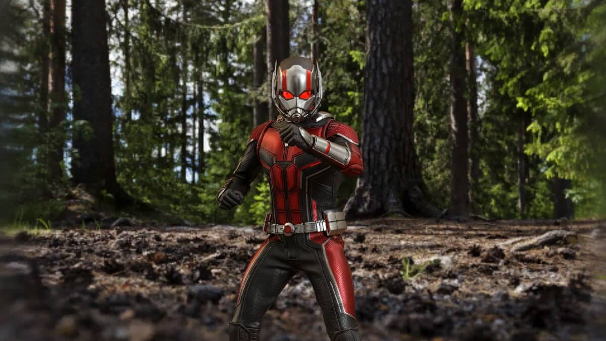 Antman against the Fortnite background.