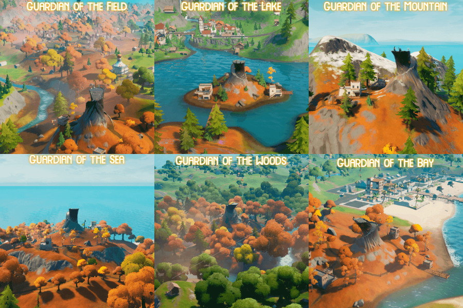 AllGuardian Towers in Fortnite season 6.