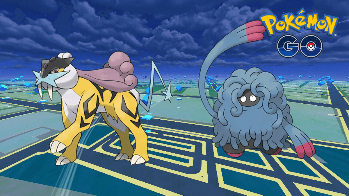 Pokemon Go background with Raikou and Tangowrth.