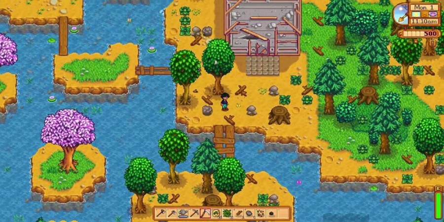 Riverland farm map in Stardew Valley