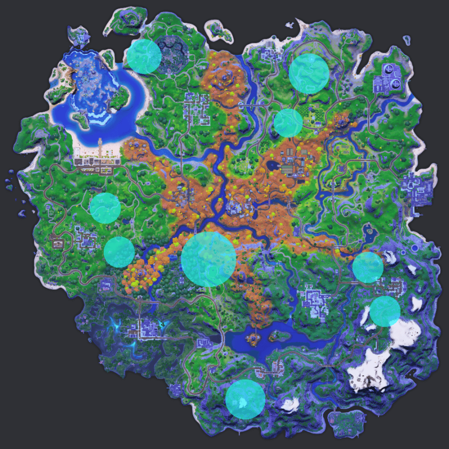 Fortnite C2S6 Raptor Spawn locations.