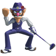 Waluigi in Mario Golf Super Rush.