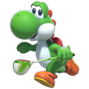 Yoshi in Mario Golf Super Rush.