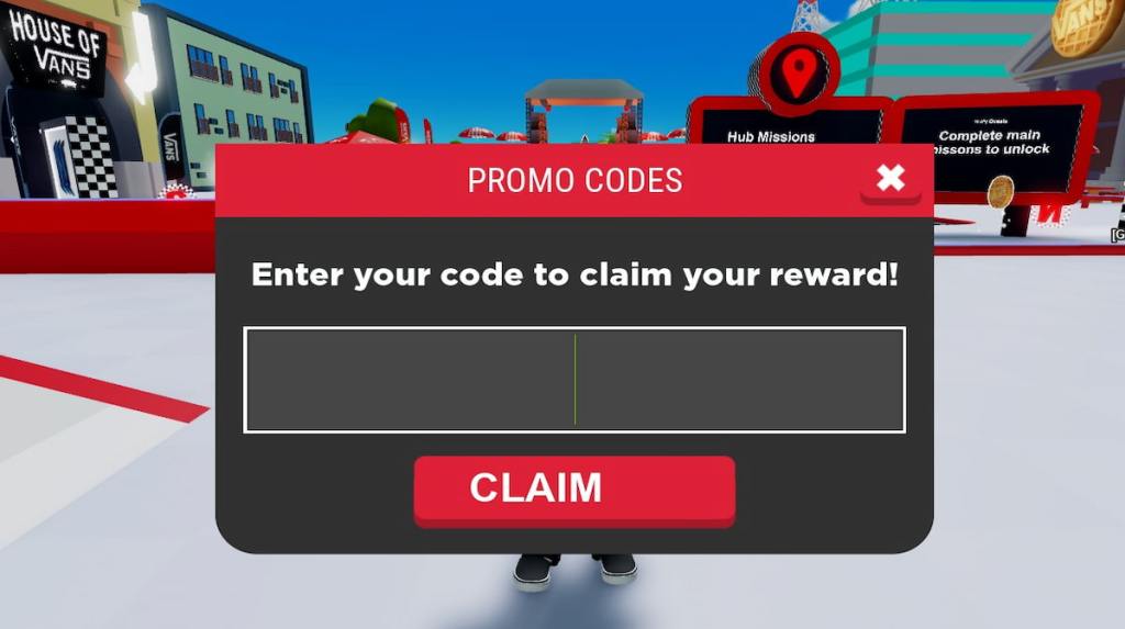 Roblox Vans World redeem code 