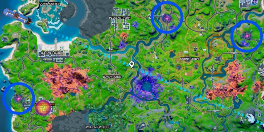 Sideways Encounters locations in Fortnite