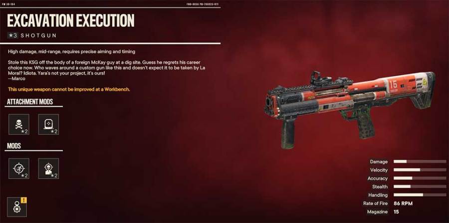 excavation execution unique shotgun in far cry 6