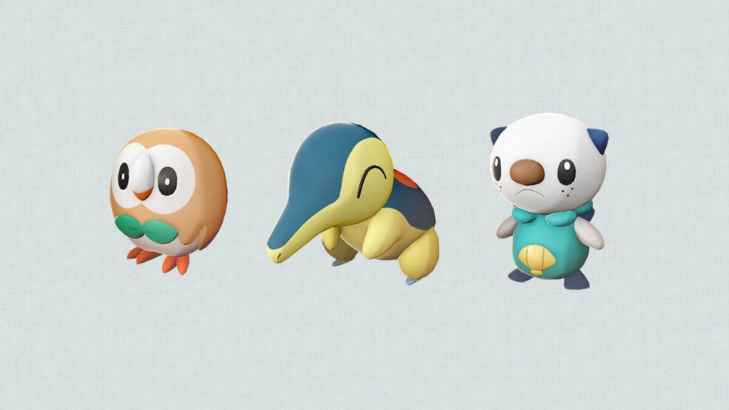 Rowlet, Cyndaquil, and Oshawatt