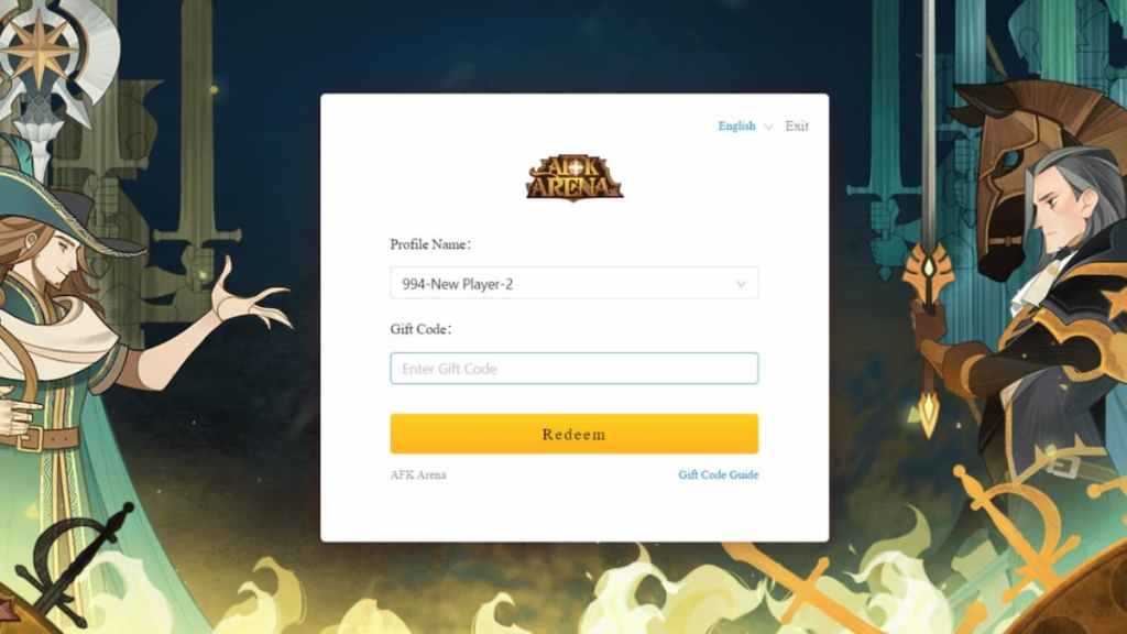 AFK Arena Codes redeem page
