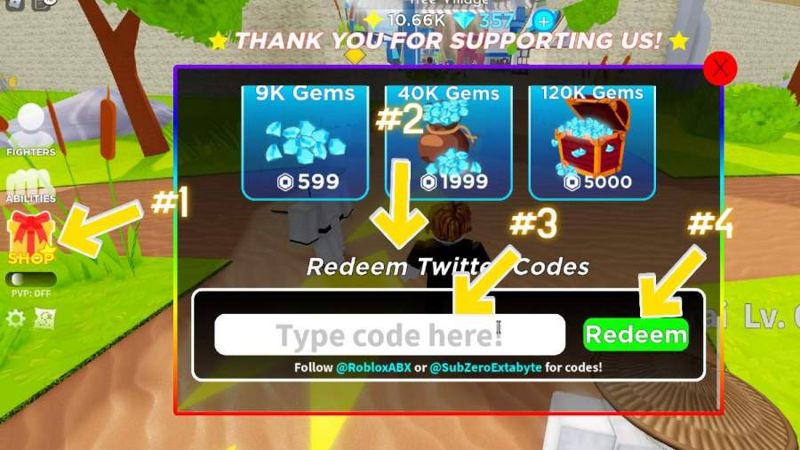 Anime Battlegrounds X code redeem screen