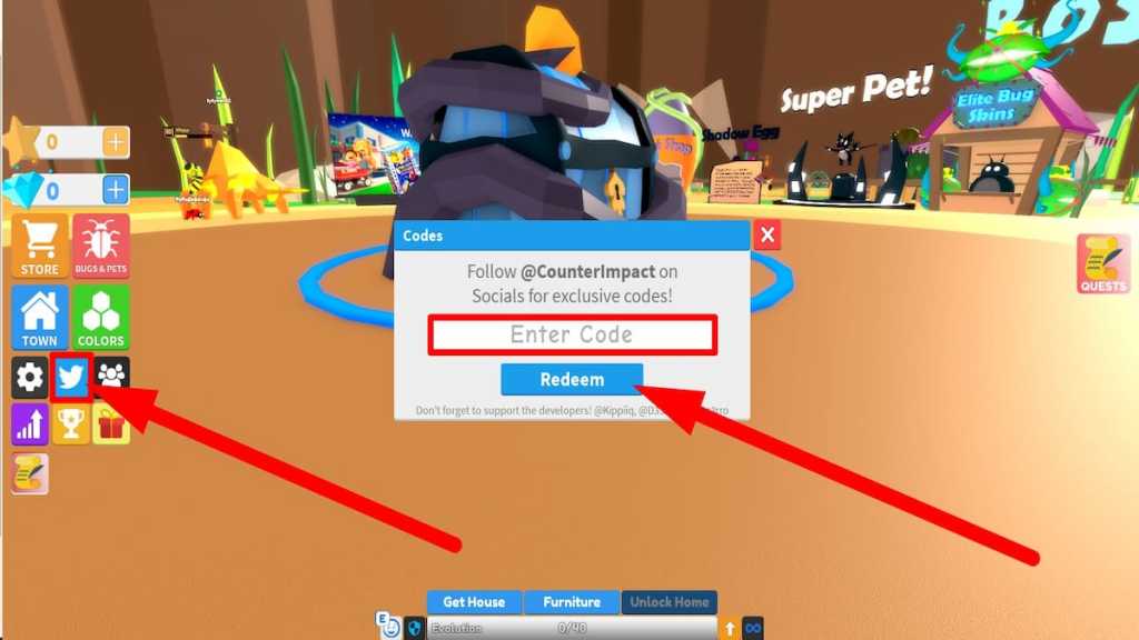 Redeem code text box for Roblox Little World