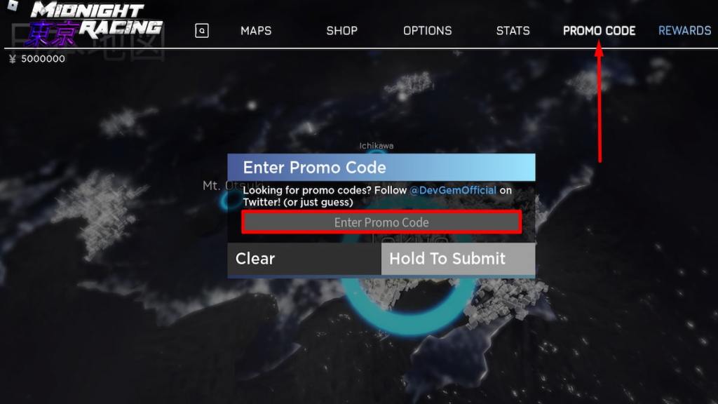 Redeem code text blox for Roblox Midnight Racing Tokyo