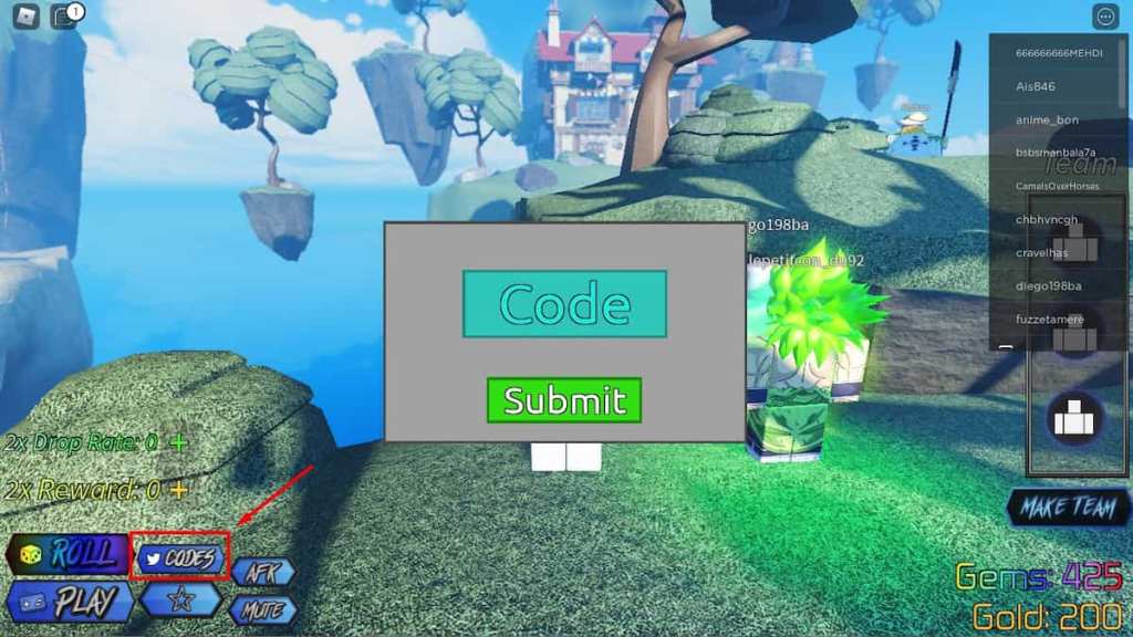 Roblox Anime Mania Codes Redeem Page