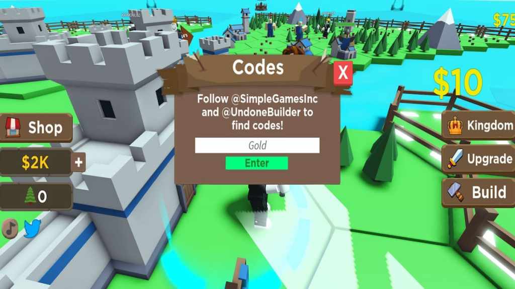 Redeem text box for Roblox My Kingdom