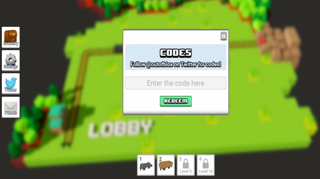 Redeem text box for Roblox Rail Frenzy