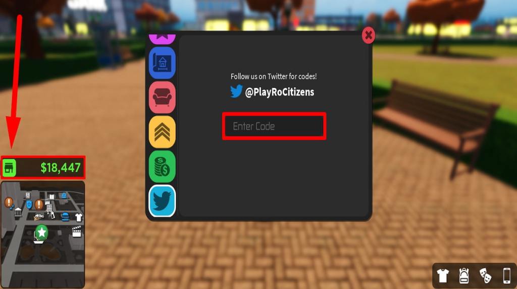 Redeem text box for Roblox RoCitizens 