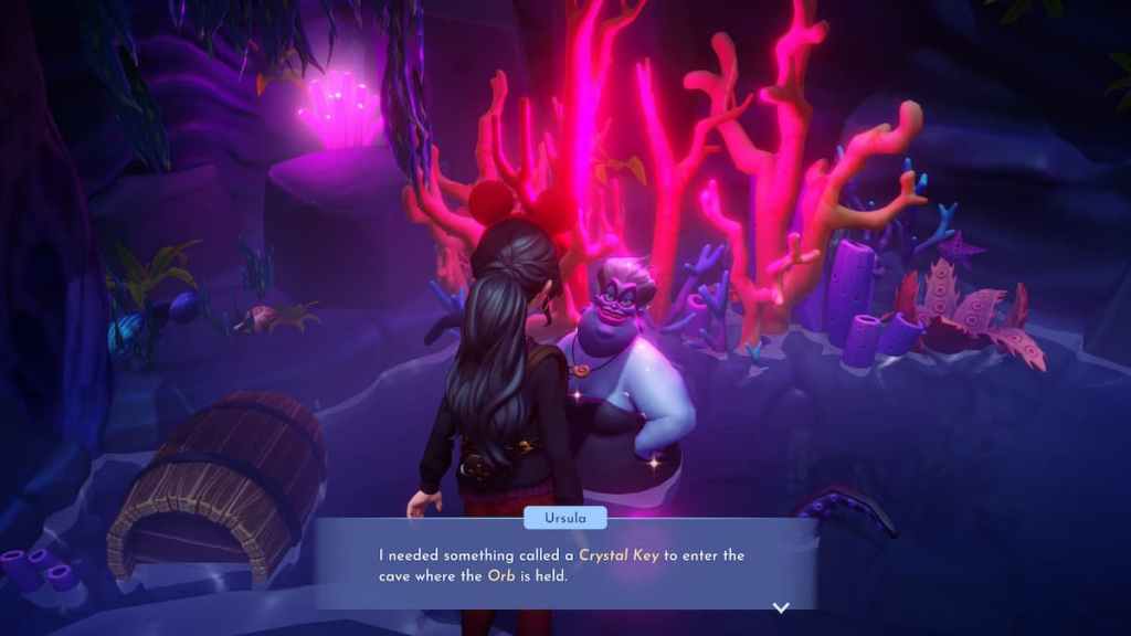 Ursula in evil magic cave, get crystal key