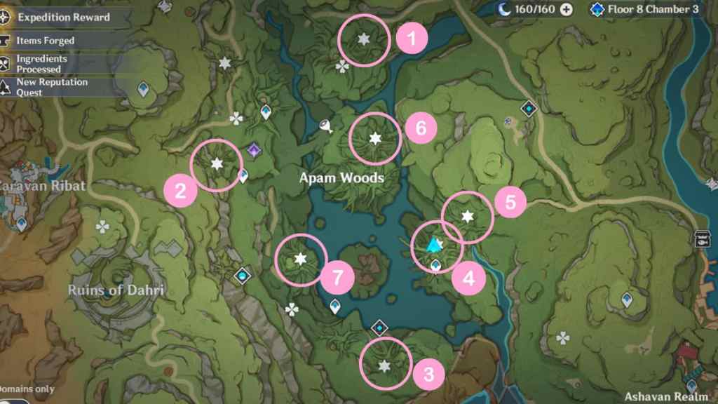 All rune locations in Apam Woods in Genshin Impact. 