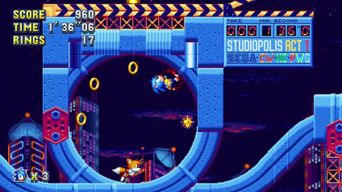 Tails in a level chasing sonic in Sonic game