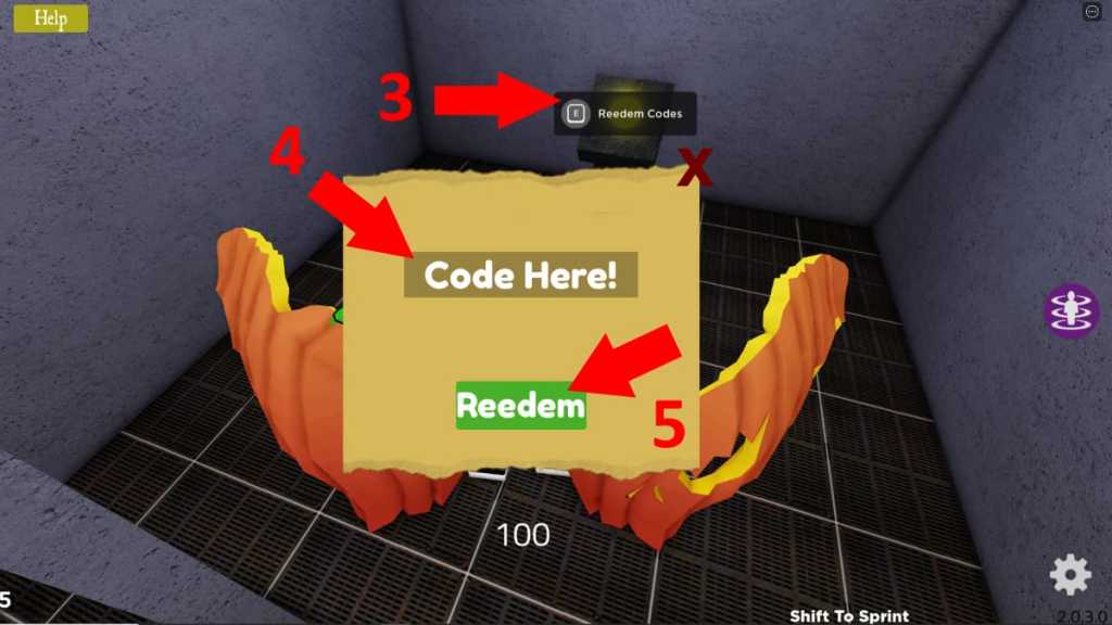 Shrek in the Backrooms code redemption instructions