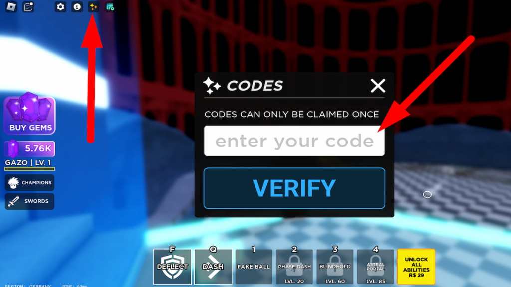 How to redeem codes in Death Ball