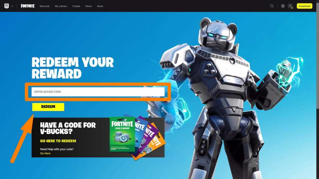 Fortnite rewards redeem page